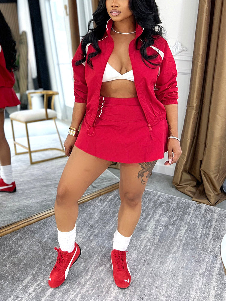 Windbreaker Jacket & Skirt Set