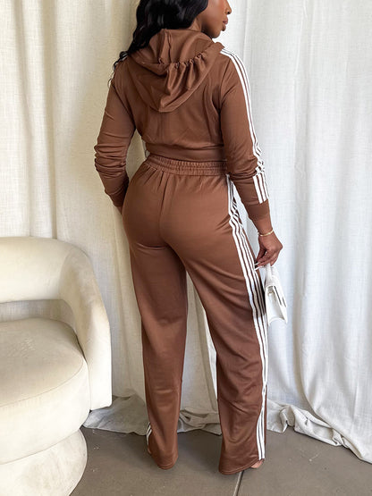 Stripes Crop Hoodie & Wide Pants Set