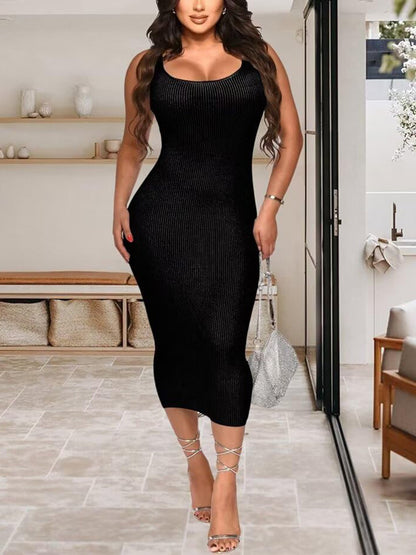 Tank Ribbed Shiny Bodycon Dress