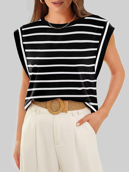 Cap Sleeve Striped Tee