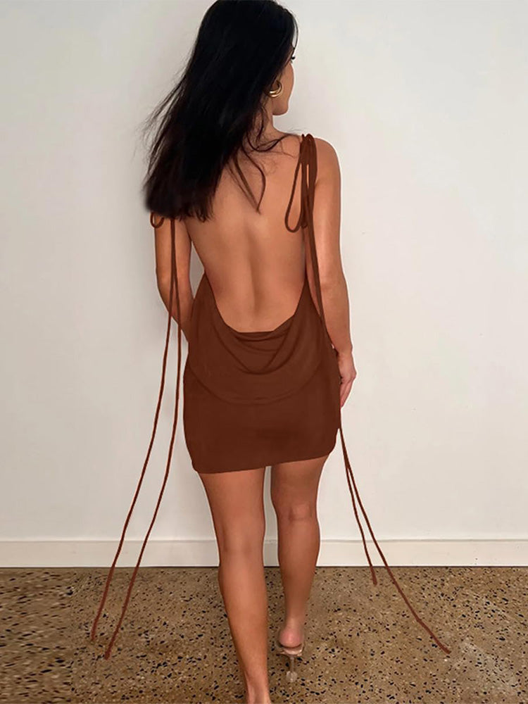 Spaghetti Strap Backless Midi Dress - ECHOINE