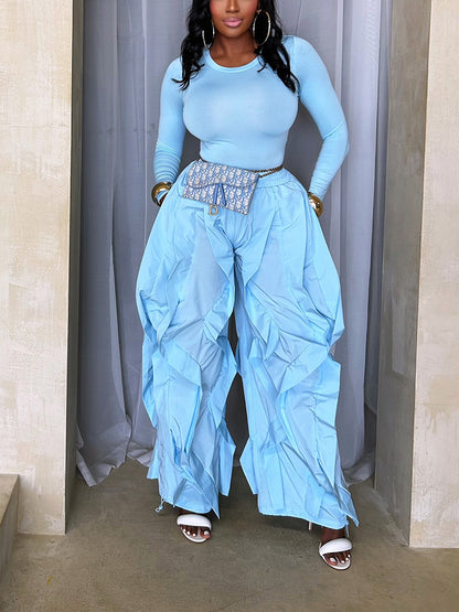 Sleek Top & Windbreaker Pleated Pants Set