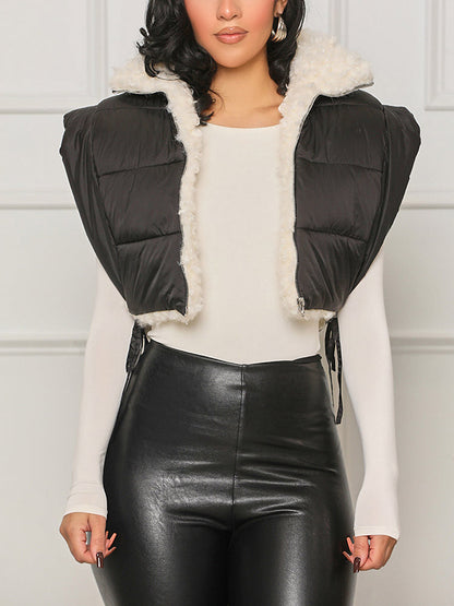 Sherpa Lined Crop Vest - ECHOINE