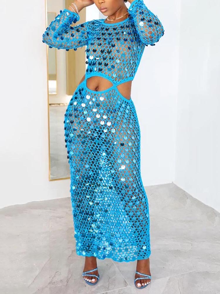 Sequin Crochet Dress Cover Up - ECHOINE