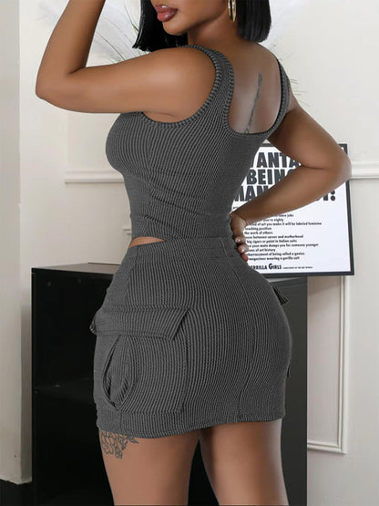 Ribbed Tank Top Skirt Set