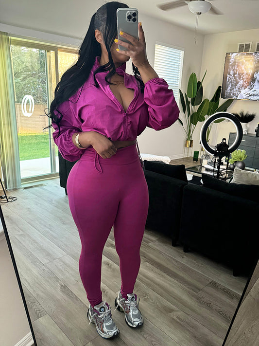 Zip-Up Crop Top & Leggings Set - ECHOINE