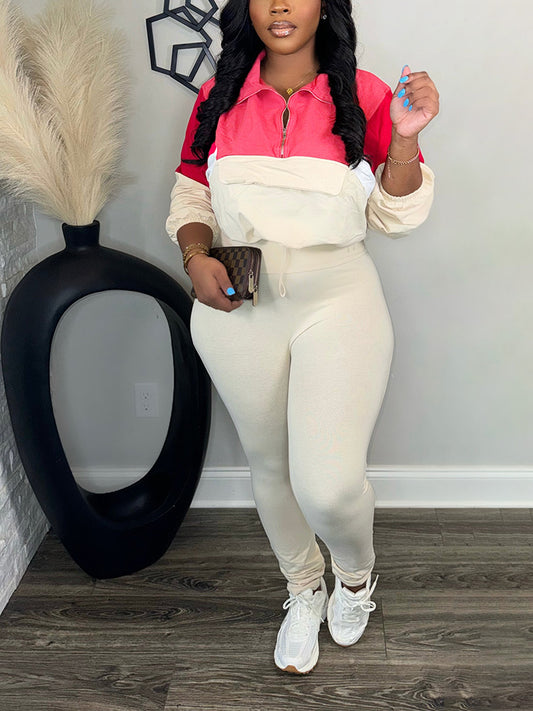 Colorblock Half Zip Top & Leggings Set - ECHOINE