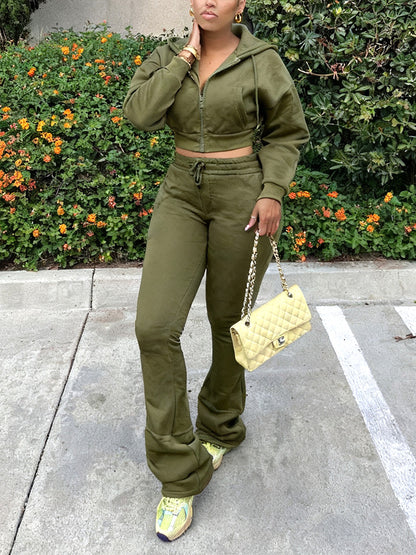 Basic Hoodie Extended Pants Set