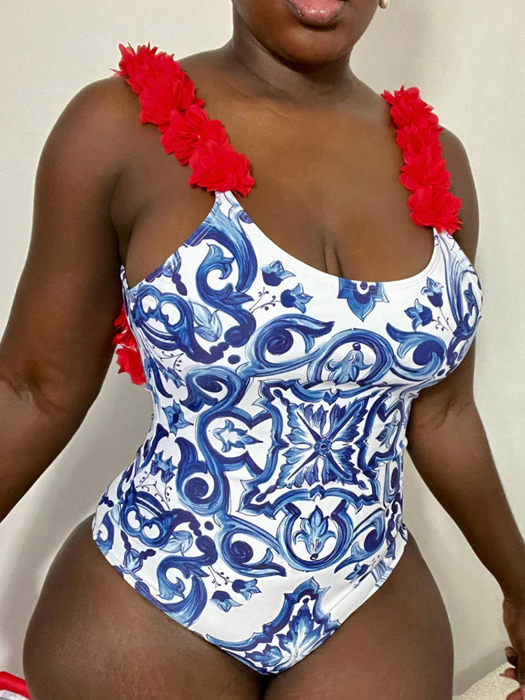 Floral Strap Swimsuit Set - ECHOINE