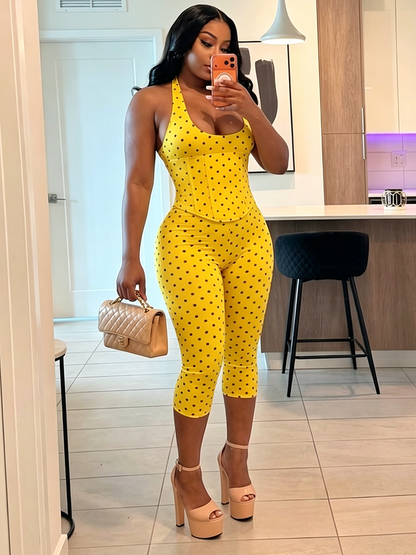 Polka Dot Jumpsuit & Corset Set