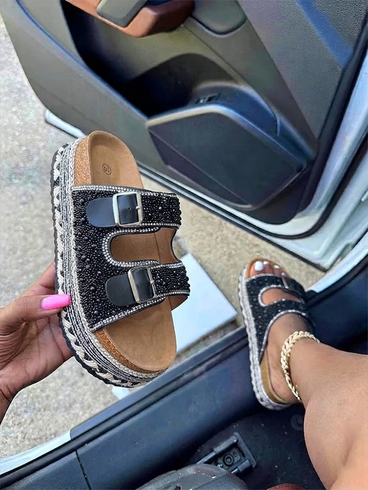 Pearl Double Strap Platform Sandals