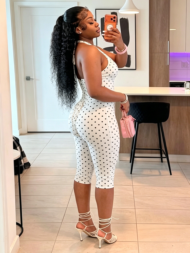 Polka Dot Jumpsuit & Corset Set