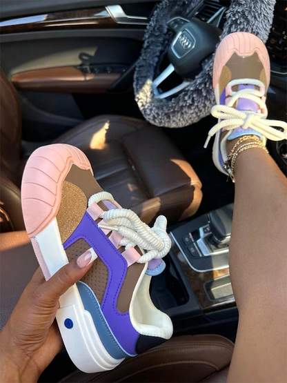 Color Contrast Rubber Toe Sneakers