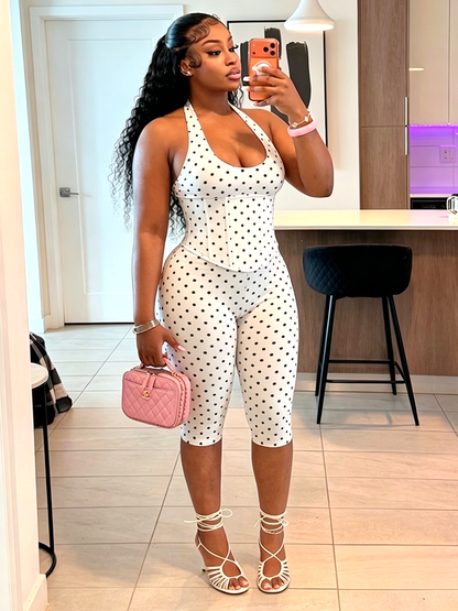 Polka Dot Jumpsuit & Corset Set