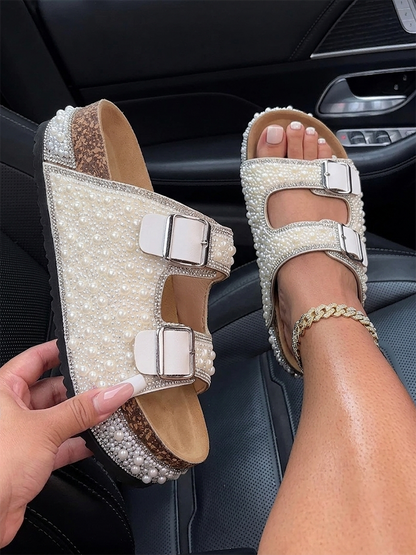 Pearl Double Strap Platform Sandals