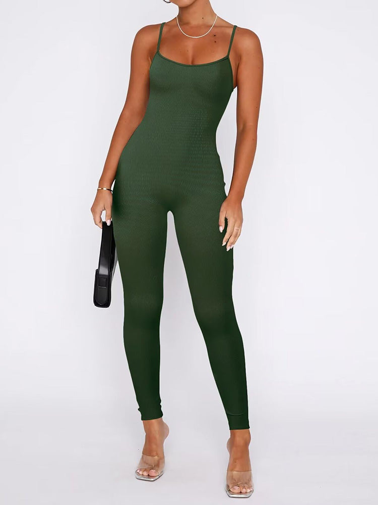 Ribbed Adjustable Strap Bodycon Jumpsuit