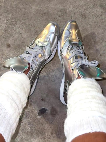Pointed-Toe Metallic Sneakers