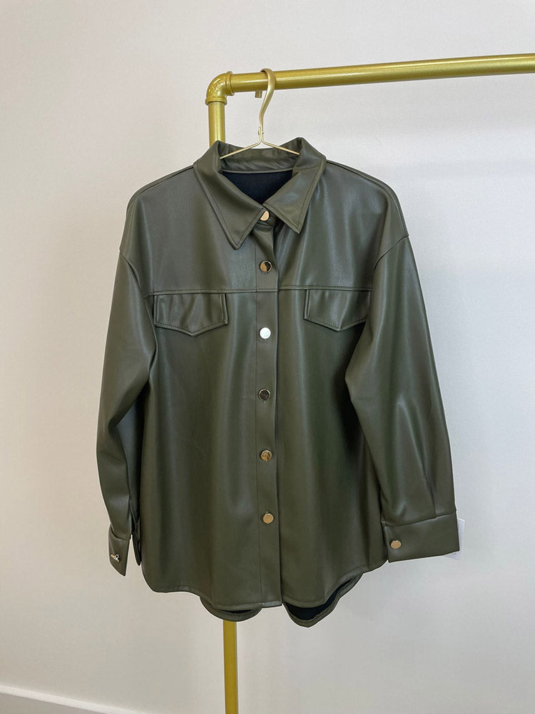 Leather Button Jacket - ECHOINE