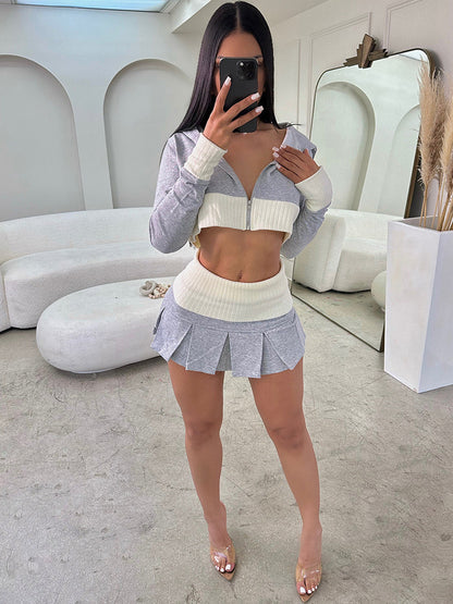 Tennis Crop Hoodie & Pleated Skirt Set