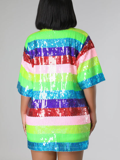 Sequin Rainbow Mini Dress - ECHOINE