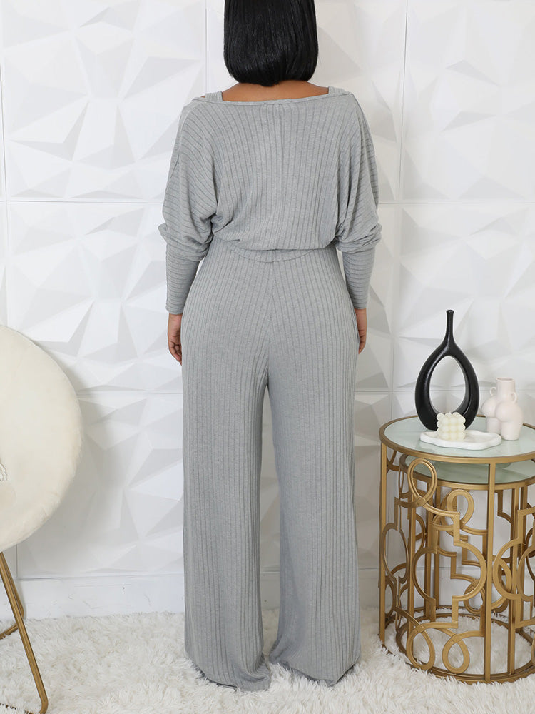 Ribbed Bolero & Jumpsuit Set