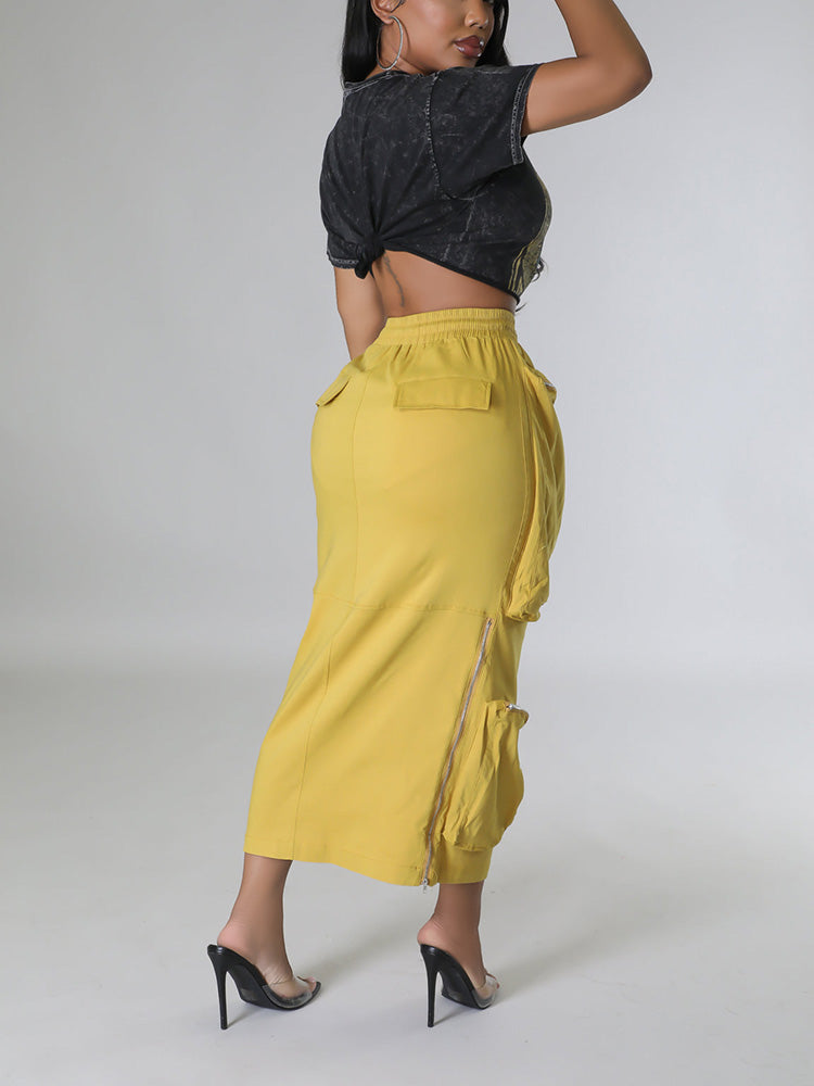 Cargo Pocket Zipper Skirt - ECHOINE