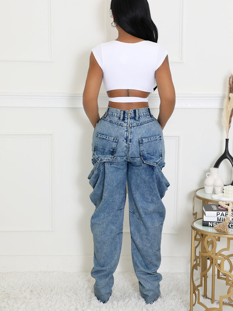 Cutout Side Denim Jeans