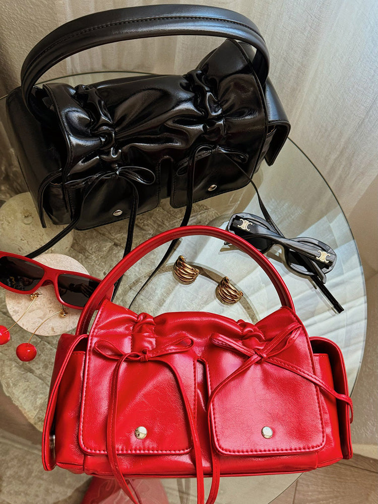 Leather Bow Handbag