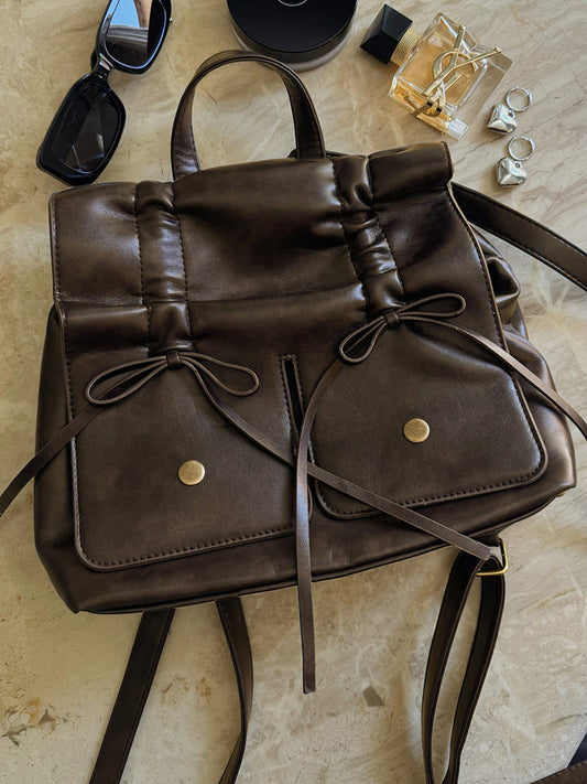 Leather Bow Backpack