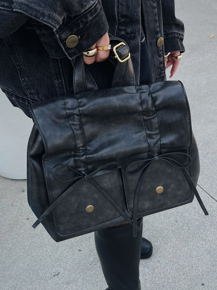 Leather Bow Backpack