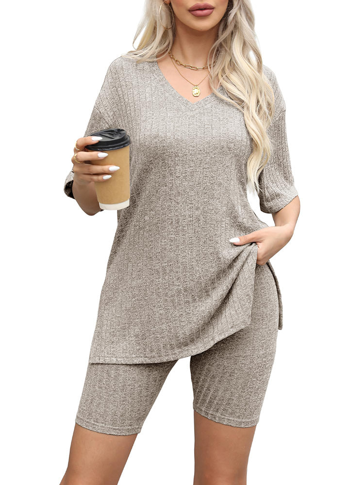 V Neck Loungewear Set