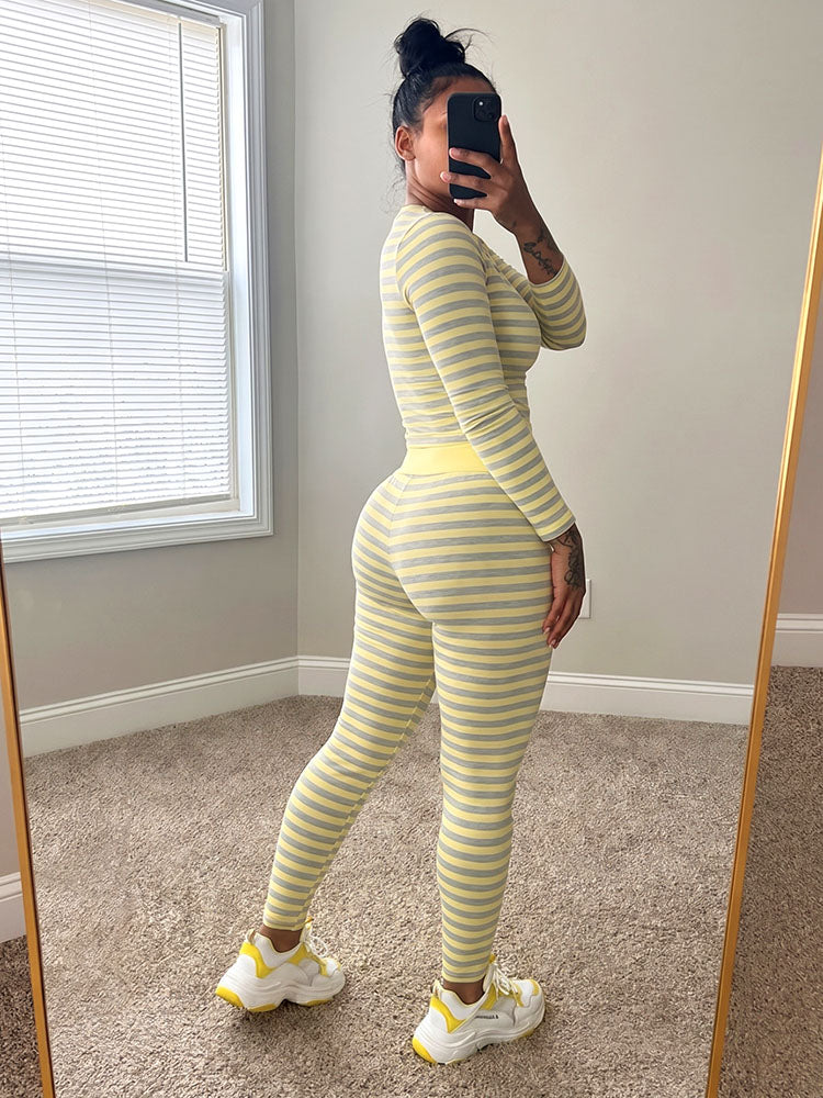 Cozy Striped Loungewear Leggings Set