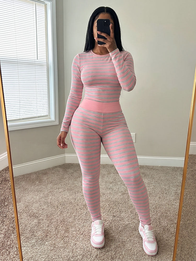 Cozy Striped Loungewear Leggings Set