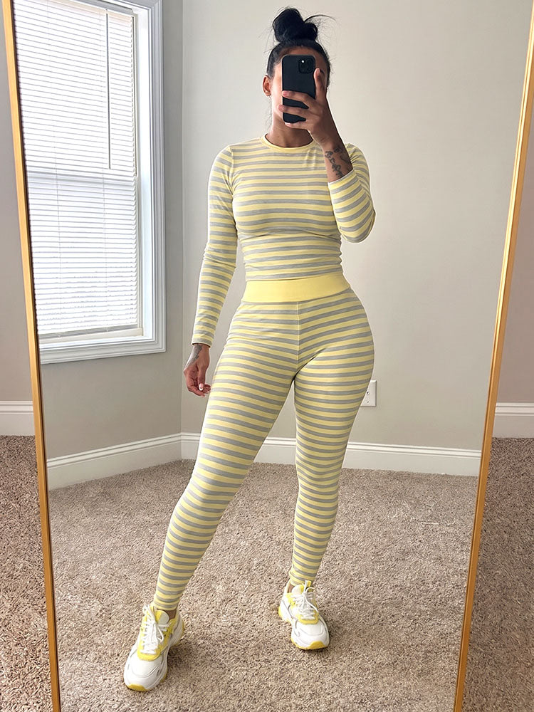 Cozy Striped Loungewear Leggings Set
