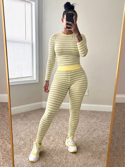Cozy Striped Loungewear Leggings Set