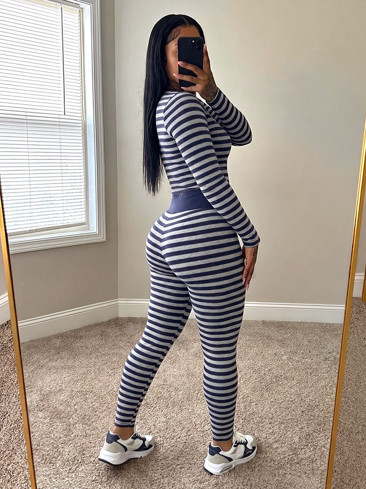 Cozy Striped Loungewear Leggings Set