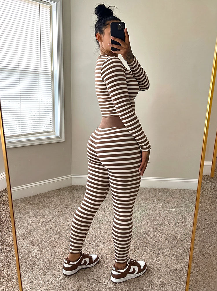 Cozy Striped Loungewear Leggings Set