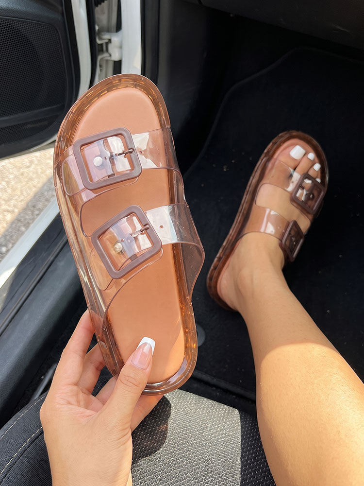 Jelly Double Buckle Strap Sandals