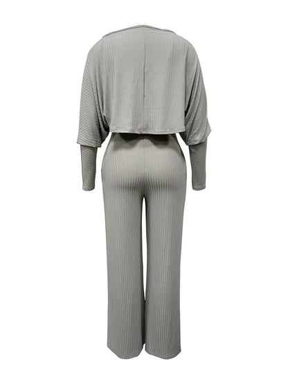 Ribbed Bolero & Jumpsuit Set