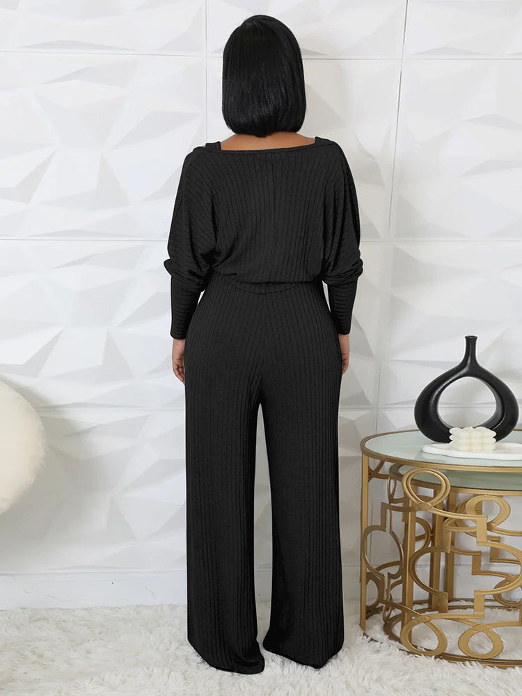 Ribbed Bolero & Jumpsuit Set