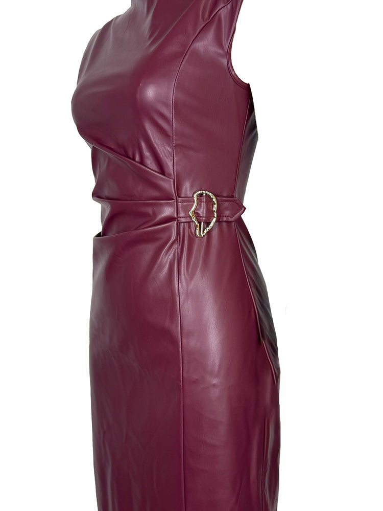 Faux Leather Metallic Decor Dress