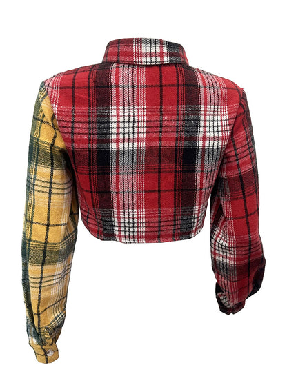 Flannel Plaid Cropped Jacket