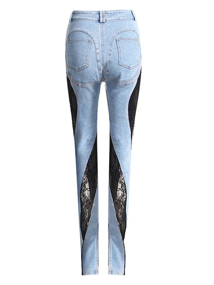 Lace Denim Jacket & Jeans Set - ECHOINE