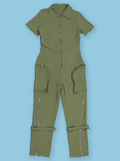 Zipper Cargo Pocket Utility Jumpsuit