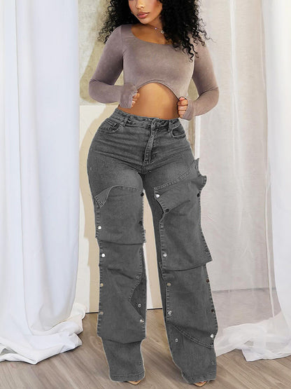 Snap Button Jeans