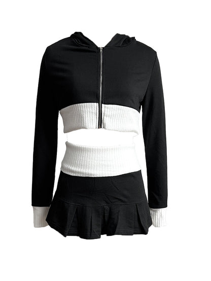 Tennis Crop Hoodie & Pleated Skirt Set