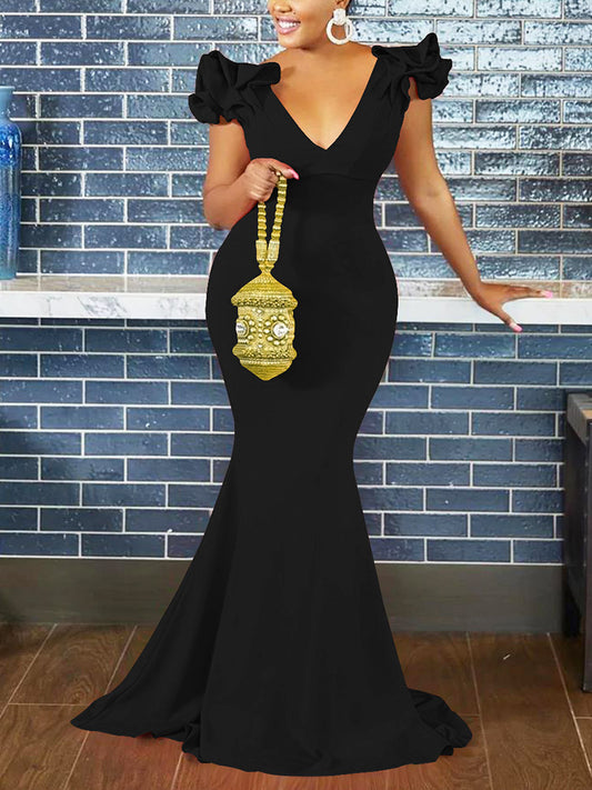 Ruffle Sleeve Maxi Dress