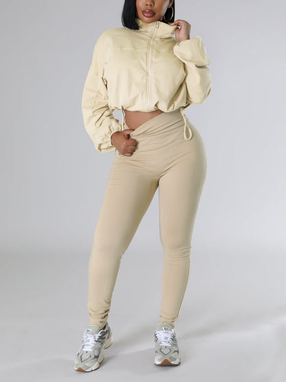 Zip-Up Crop Top &amp; Leggings Set