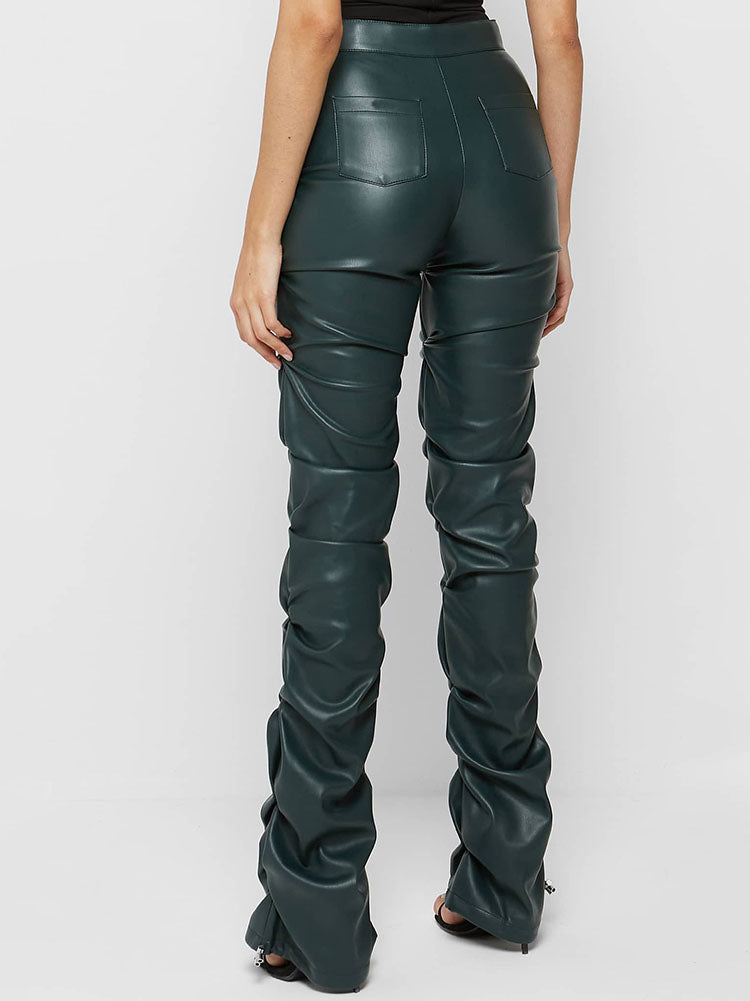 Ruched Leather Pants