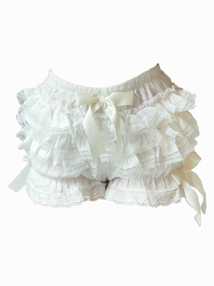 Ruffle Bow Lace Shorts